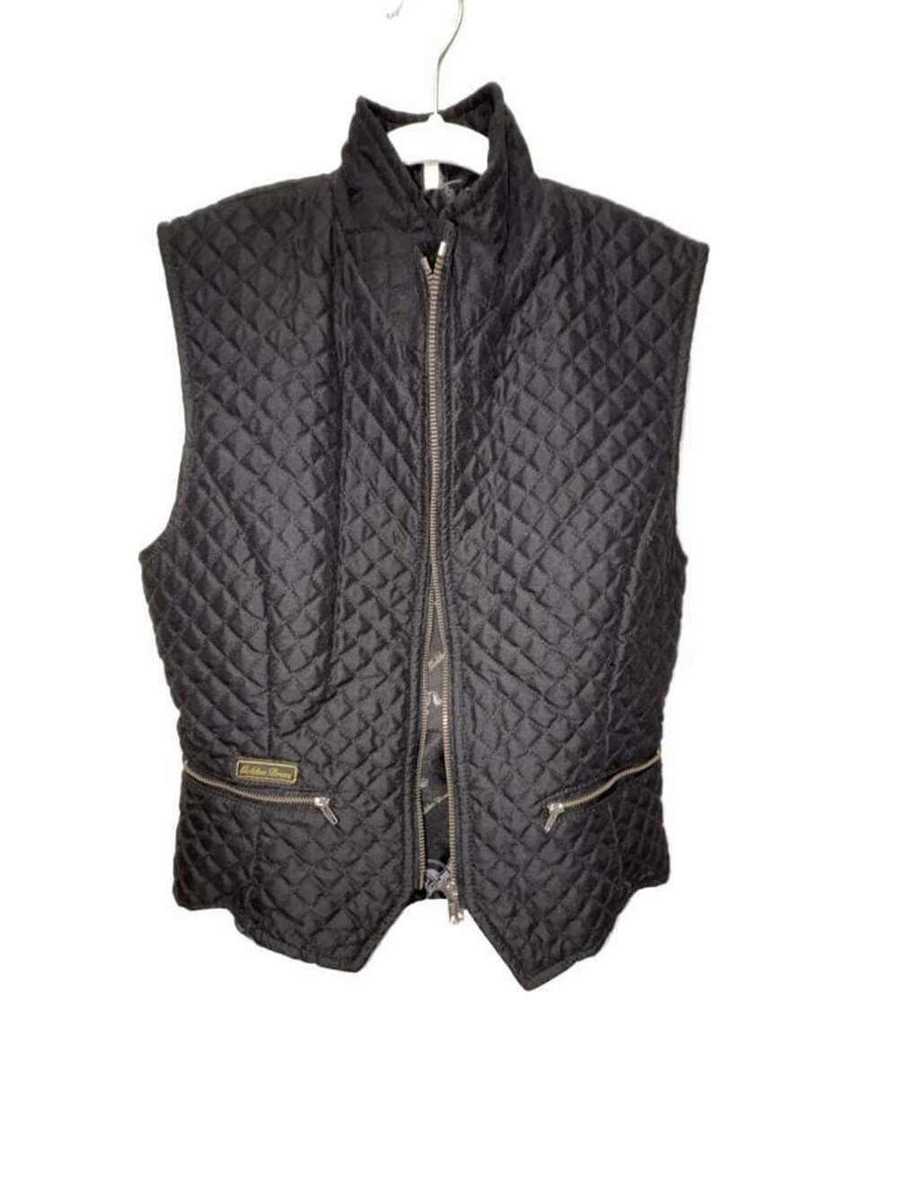 Golden Dress Quilted Vest Size XS Black Zip Up